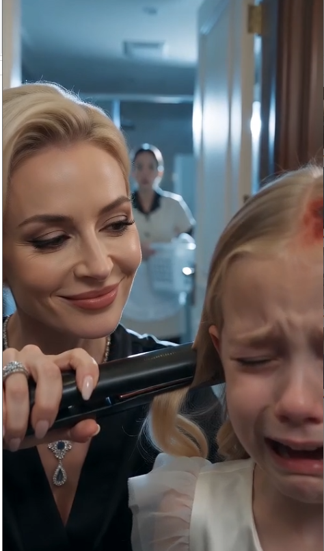 The heated styling wand clamped near Lily’s scalp before I reached the dressing room.