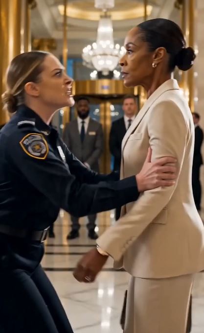 An aggressive officer targeted a poorly dressed woman in the luxury lobby, never realizing she just