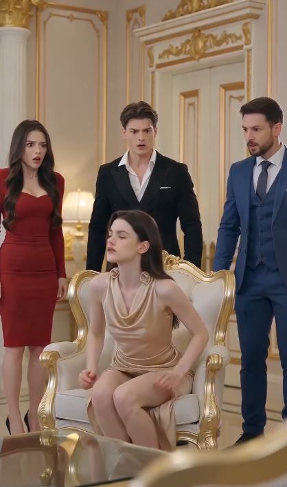 Two large security guards blocked the haughty heiress from escaping, while the true mastermind slowly adjusted her shirt cuff to deliver the ultimate, icy judgment on a defeated dynasty