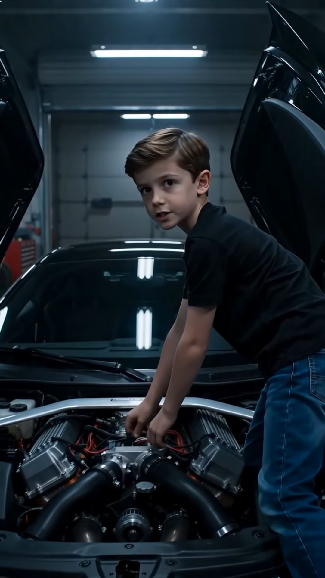 The Grease-Covered Boy Fixed the Dead Supercar — Then the Billionaire Learned His Father Was the Man He Destroyed