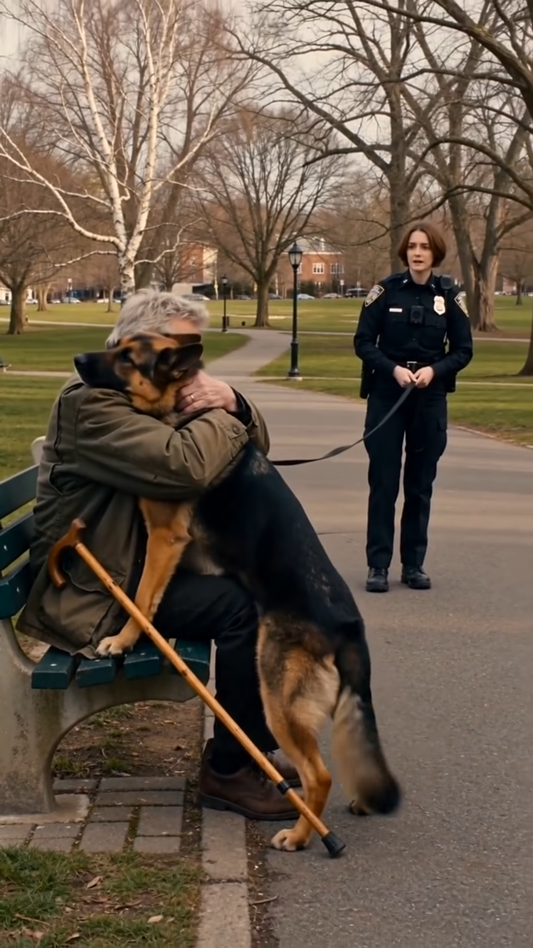 A Retired K-9 Officer Sat Alone in the Park — Then His Former Police Dog Broke Free and Ran to Him
