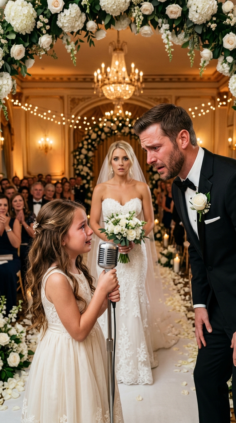 THEY LET THE LITTLE GIRL SING AS A JOKE—THEN ONE LINE OF HER SONG MADE THE GROOM STOP HIS OWN WEDDING.