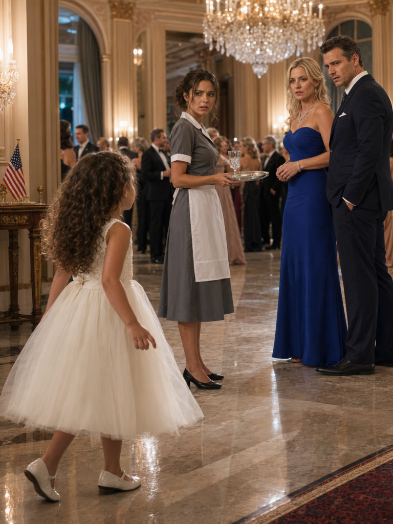 At her father’s engagement banquet, little Sophie pointed past the diamond ring, past the gold dress, past every smiling guest… and chose the waitress. ‘I want Anna,’ she said. Vivian’s smile disappeared so fast it felt like the whole room had caught her secret, because that child had just named the one woman who knew what was locked inside the east wing.