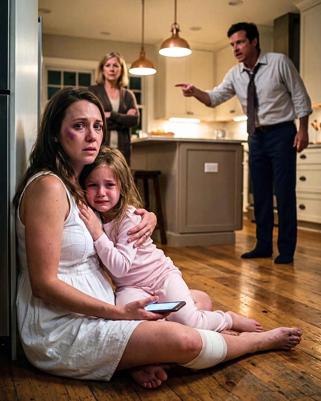 When my husband vi0lently sh0ved me to the floor, bre:aking my leg, I gave my 4-year-old daughter the secret signal