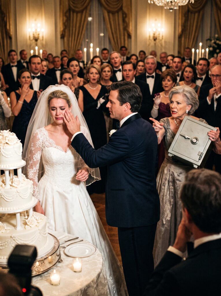 “Your brother needs that wedding safe tonight” — My Husband Slapped Me in Front of Two Hundred Guests to Steal Our Wedding Gift Box, Completely Unaware the Altar Was Already Wired for a Million-Dollar Misconduct Eviction Before the Cake Was Cut
