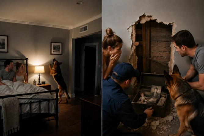 As soon as we moved into our new house, our dog started constantly staring at the same wall in the bedroom and barking loudly: for several nights in a row, she wouldn't let us sleep, until we finally couldn't take it anymore, called a contractor, and decided to open up that wall