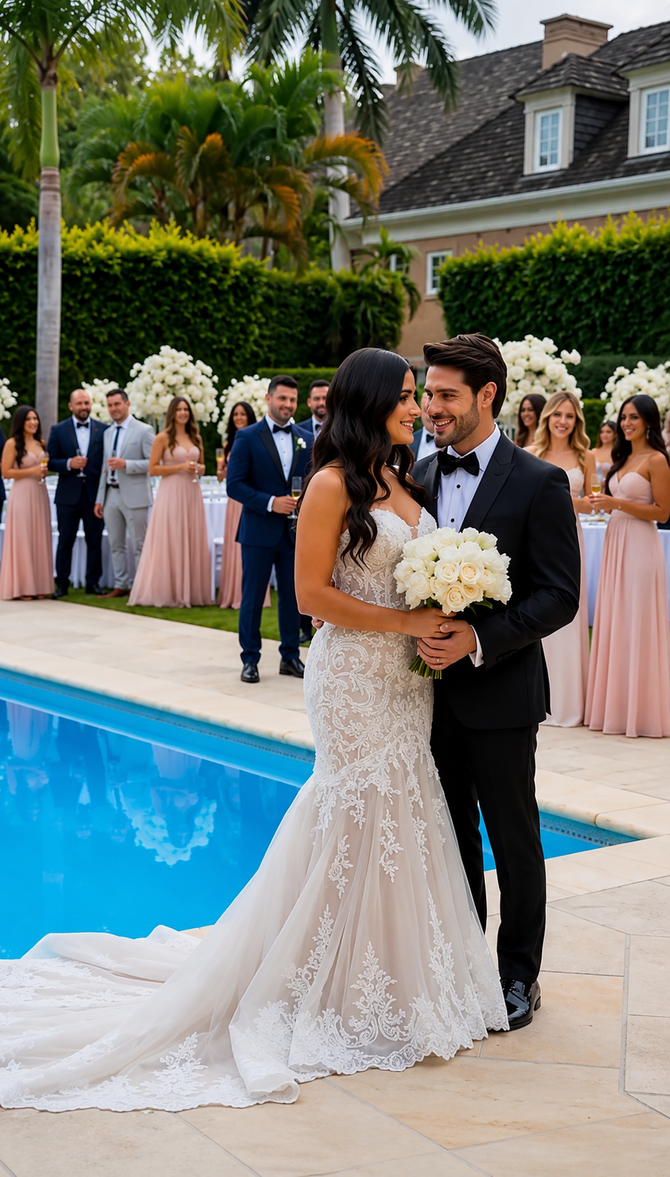 La mariée est tombée dans la piscine pendant le mariage… mais le téléphone caché dans le bouquet a révélé la trahison du marié.