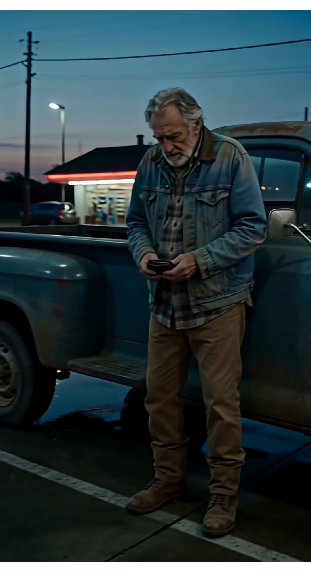 El empleado de la gasolinera y el anciano en la camioneta.