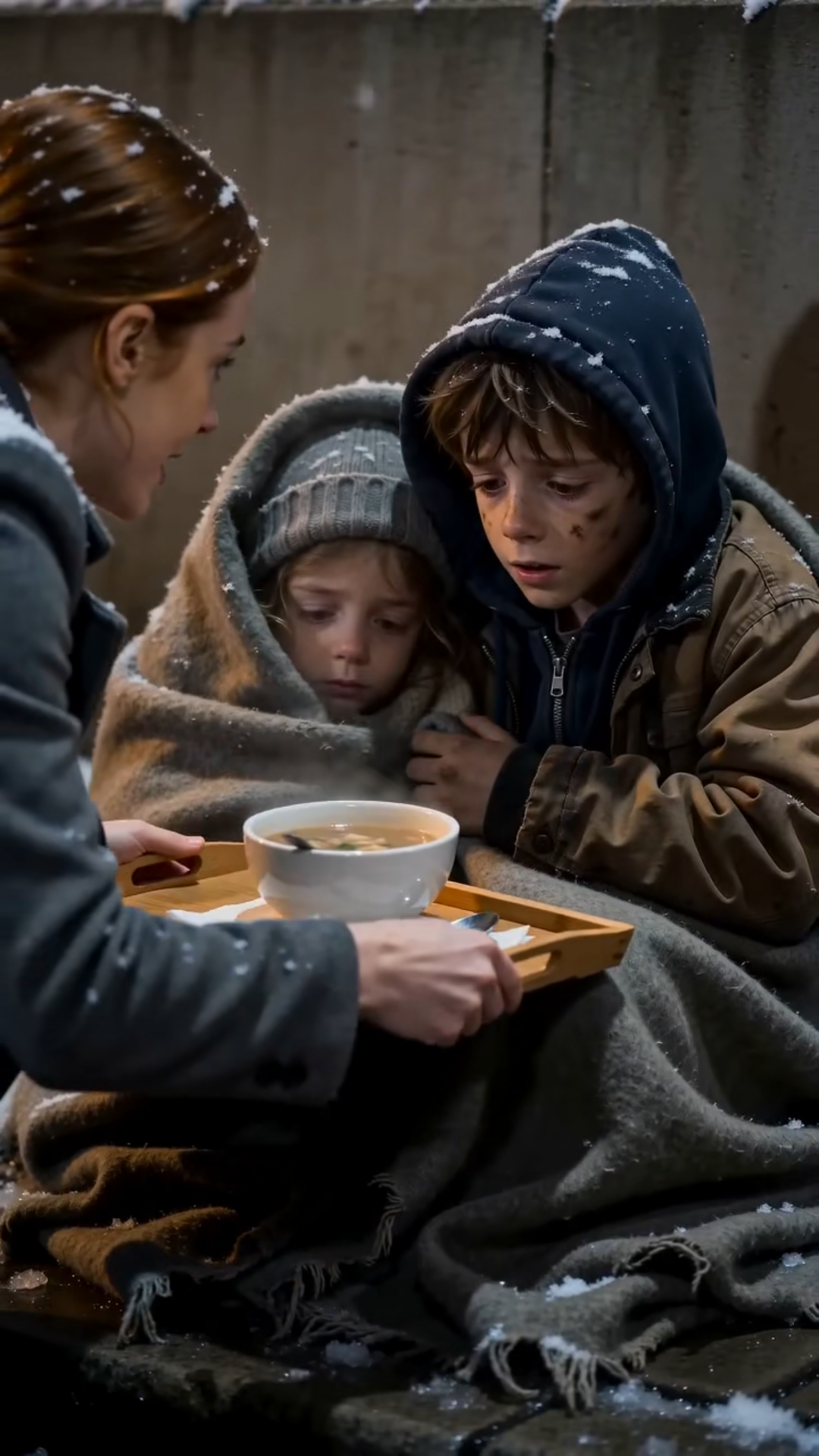 Dos Niños Temblaban Bajo Una Manta Rota… Y Clara Cambió Sus Vidas Con Un Plato De Sopa