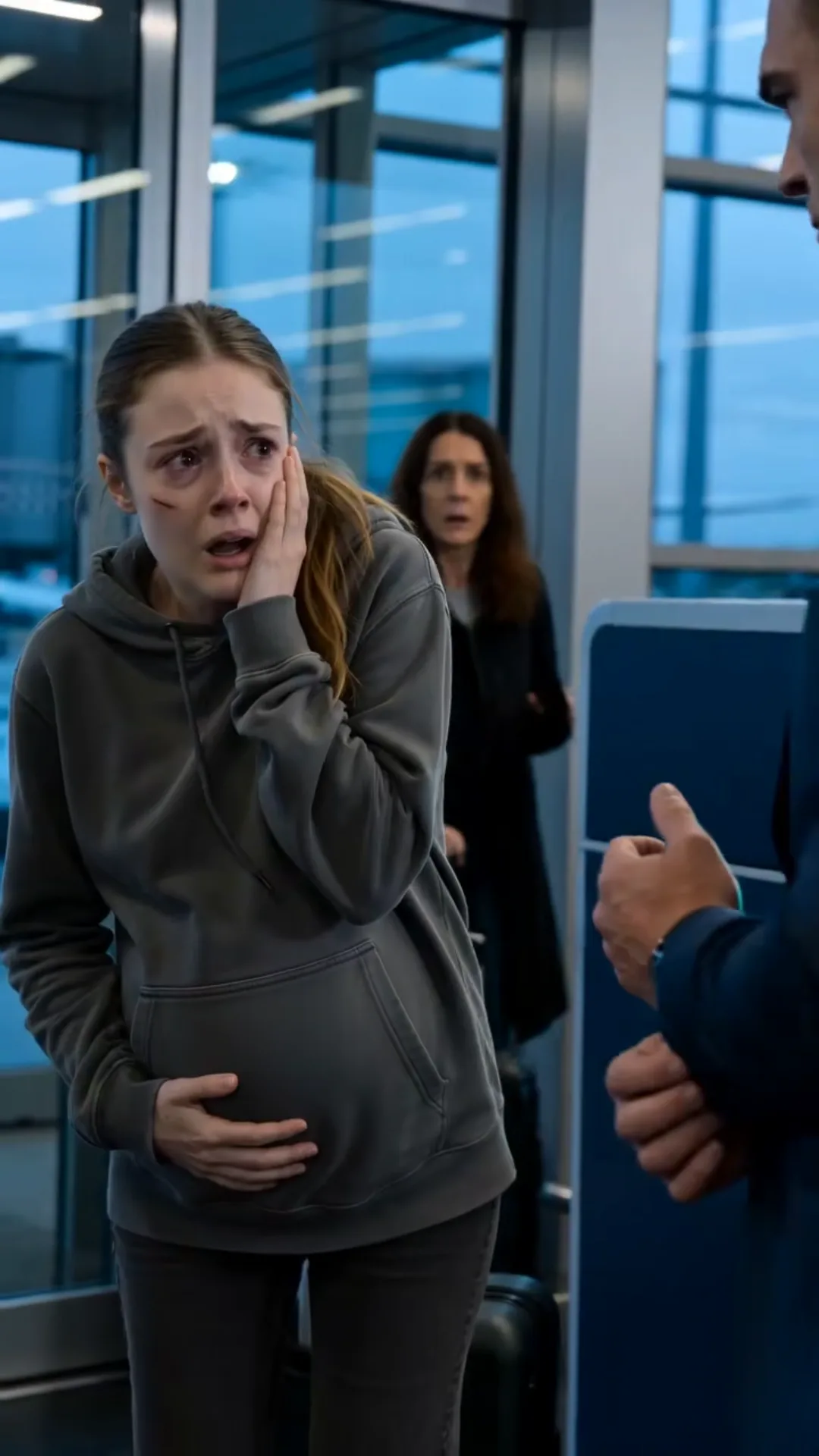 Il frappe une femme enceinte devant la porte d’embarquement… puis le commandant sort de la passerelle