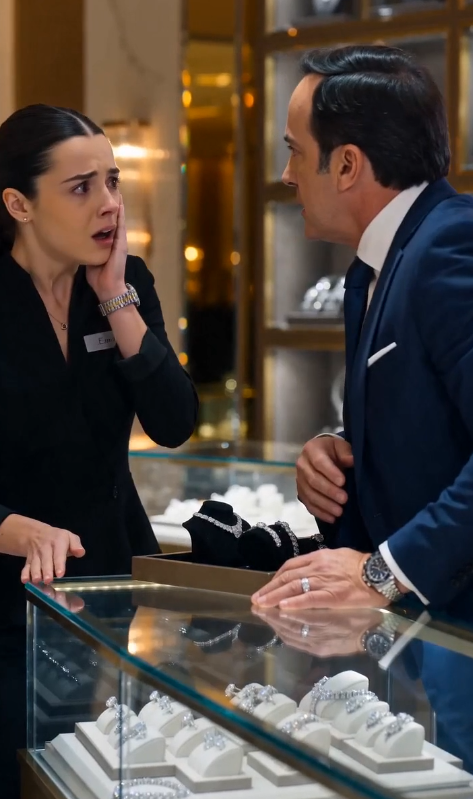 LA EMPLEADA DEJÓ CAER UN COLLAR DE DIAMANTES… Y UN MILLONARIO LA ABOFETEÓ DELANTE DE TODOS. MINUTOS DESPUÉS, DESEÓ NO HABERLO HECHO JAMÁS
