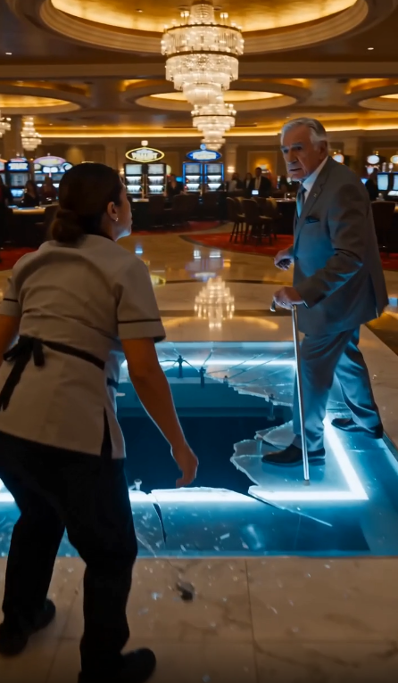 Despidieron a la Limpiadora por Salvar a un Anciano del Suelo de Cristal… Pero Bajo el Casino Encontraron una Habitación Secreta con Alguien Encerrado