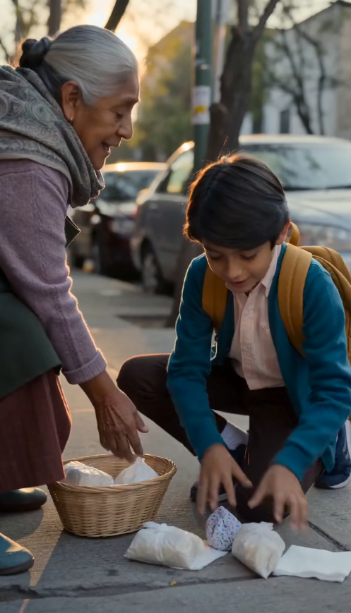 UN NIÑO SE DETUVO A AYUDAR A UNA VENDEDORA DE TAMALES… SIN IMAGINAR QUE MINUTOS DESPUÉS UN HOMBRE DIRÍA: “LLEVO VEINTE AÑOS BUSCÁNDOLA”