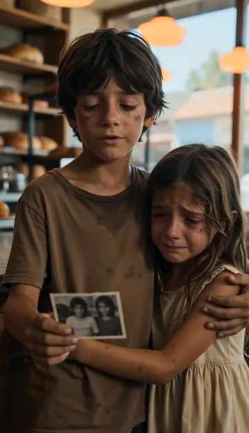 DOS HERMANITOS HUÉRFANOS ENTRARON A PEDIR PAN… PERO CUANDO UN ANCIANO VIO SU FOTO, DESCUBRIÓ EL SECRETO QUE LLEVABA 15 AÑOS BUSCANDO