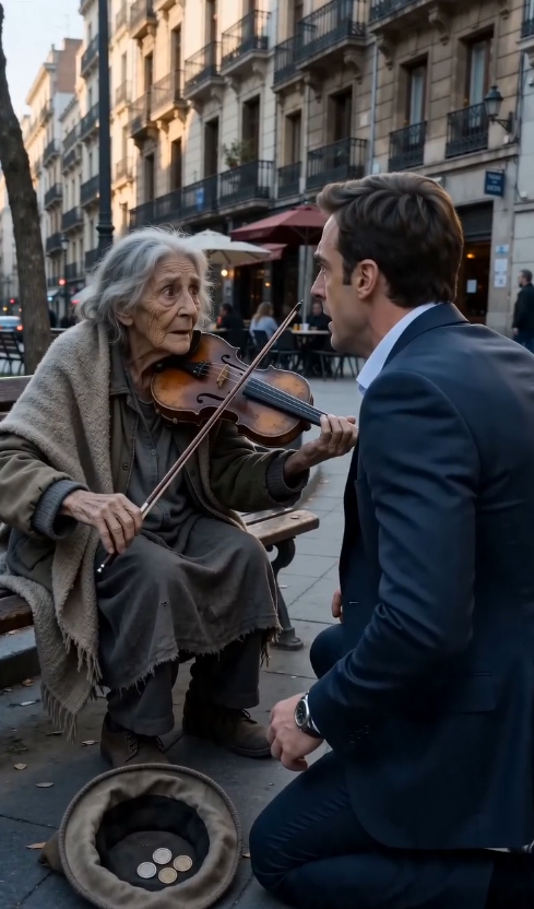 “El Millonario Que Ignoró A Una Violinista Callejera… Hasta Que Escuchó La Canción De Su Madre”