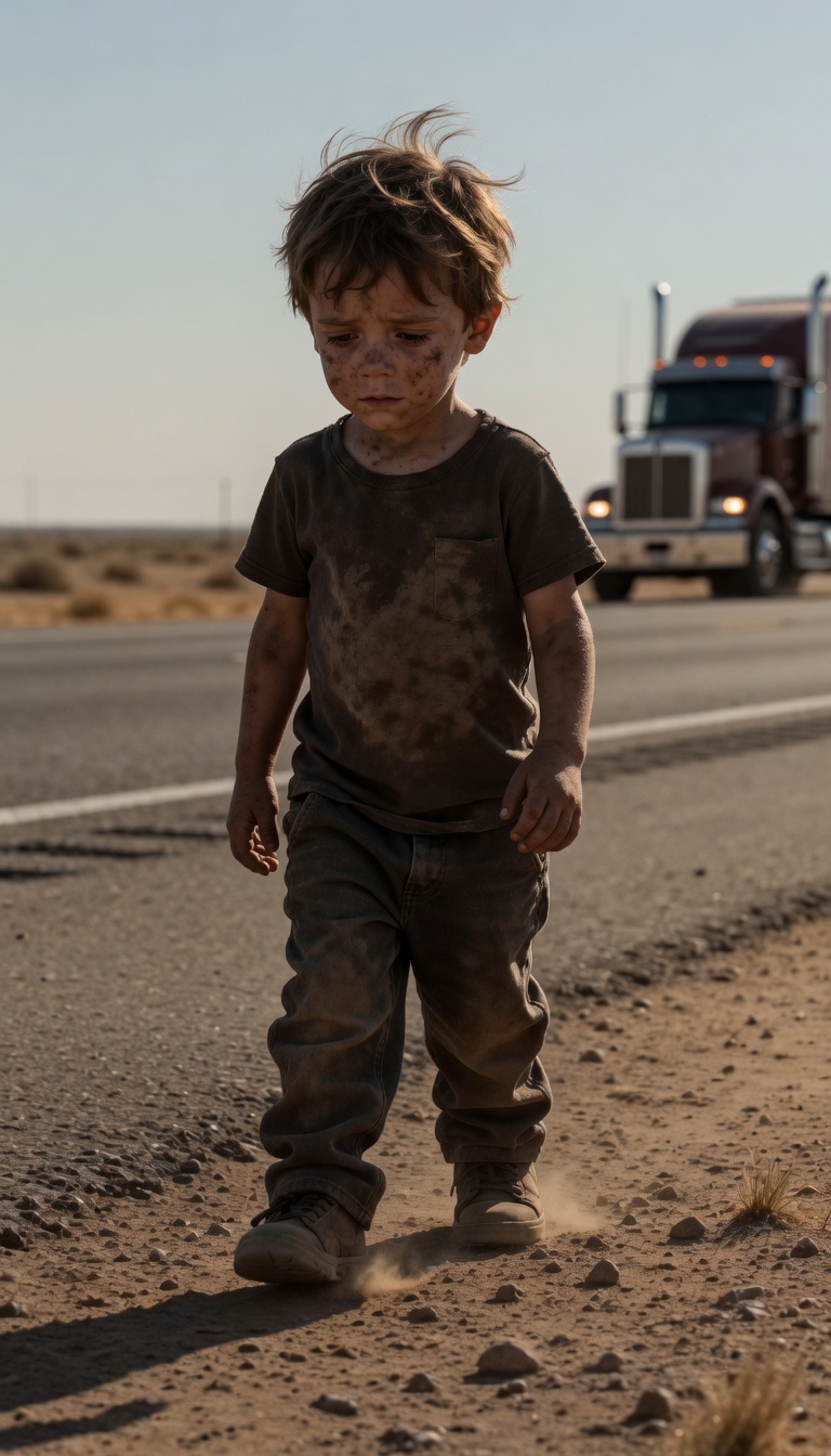 The Entire Highway Ignored The Little Boy… Until One Patrol Car Pulled Over