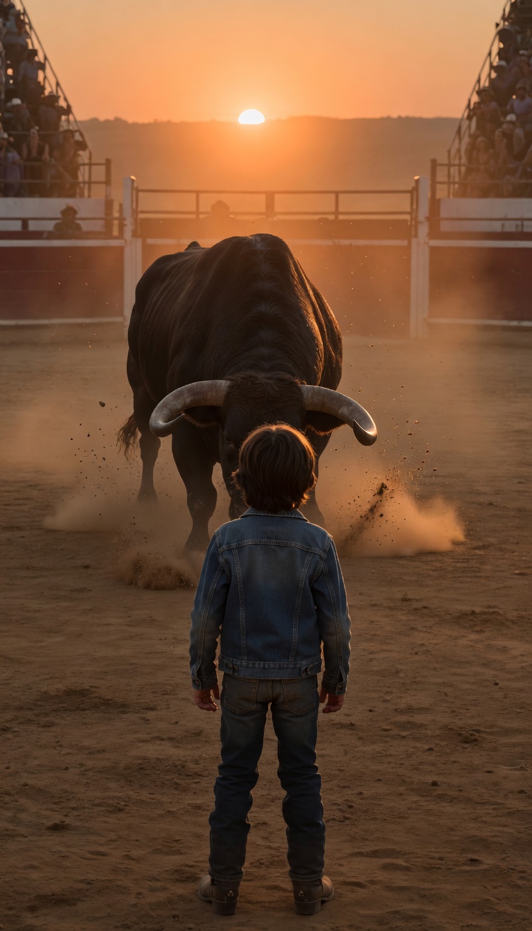 Everyone Ran From The Bull — Except One Little Boy Holding A Red Bandana