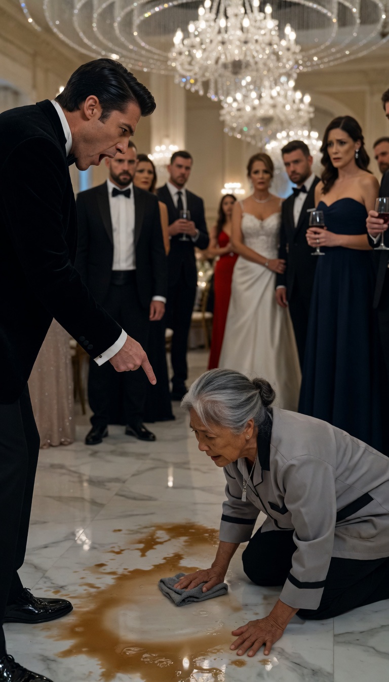 The Rich Guests Watched In Shock As The Billionaire Knelt Beside The Janitor