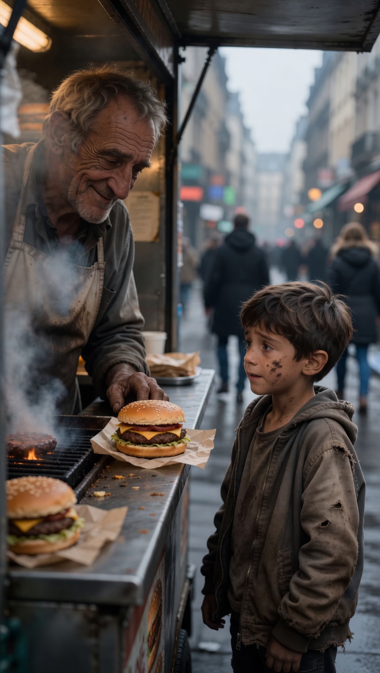 The Old Vendor Gave A Hungry Boy A Free Burger… Years Later, A Luxury Car Returned