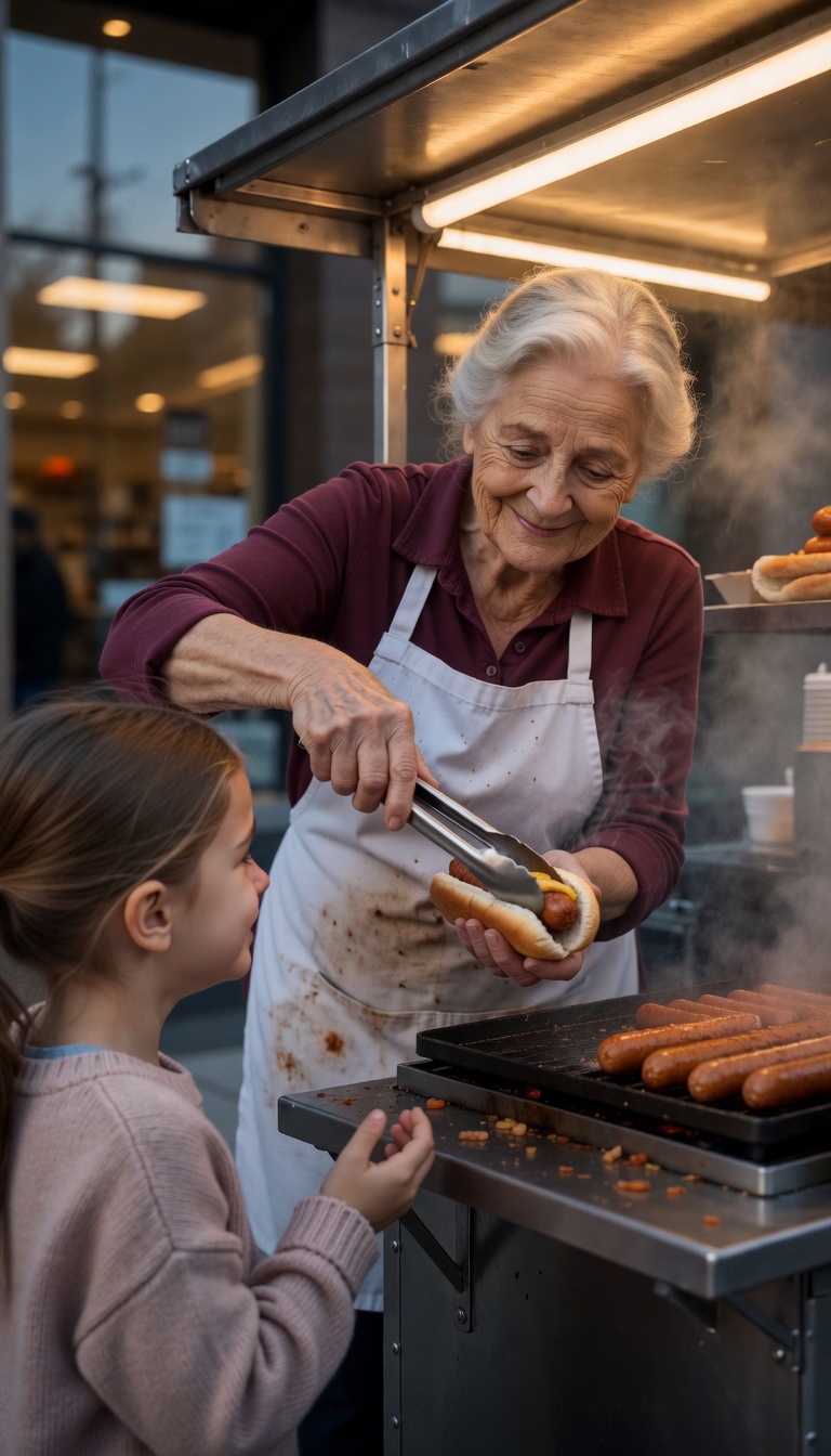 The Old Hot Dog Vendor Fed A Crying Child For Free… She Had No Idea The Girl Would Become A Billionaire