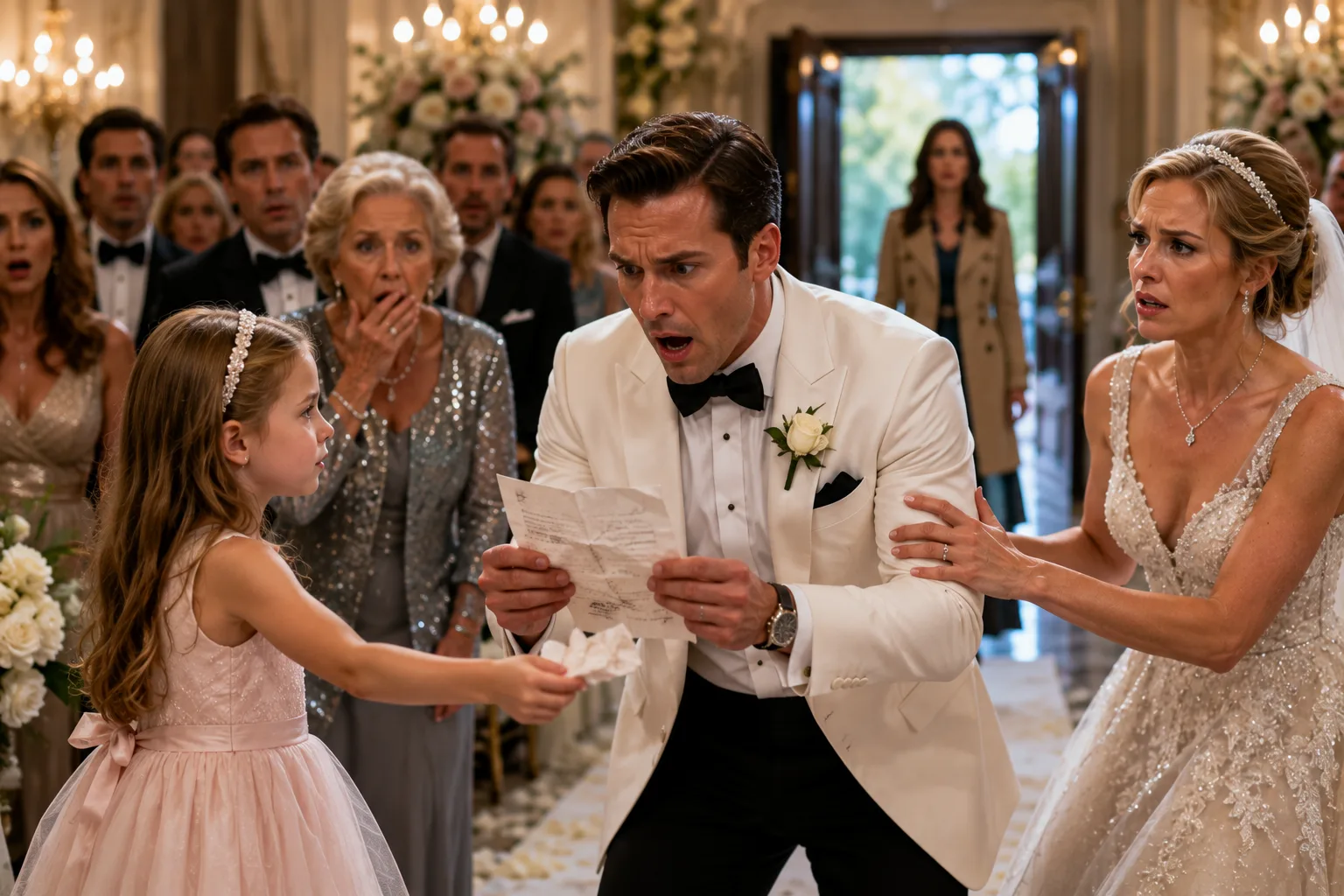 THE LITTLE GIRL INTERRUPTED HIS WEDDING—THEN ONE LETTER MADE THE GROOM RUN FROM THE ALTAR