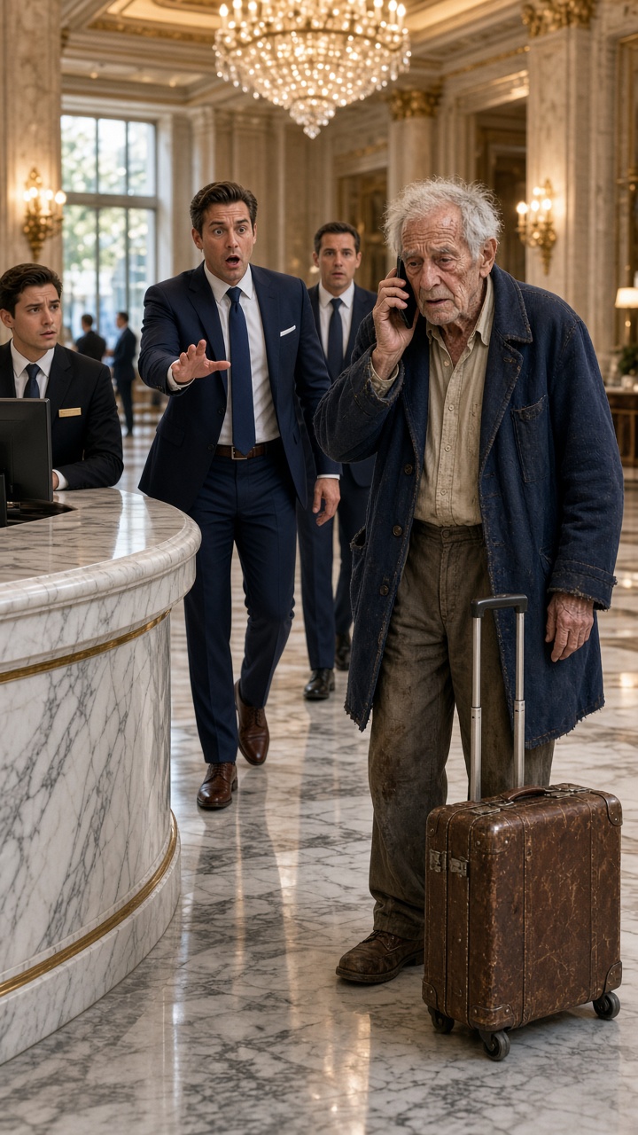 ECHARON AL ANCIANO DEL HOTEL DE LUJO… HASTA QUE DIJO: “DÍGALE AL PROPIETARIO QUE SU PADRE HA VUELTO”