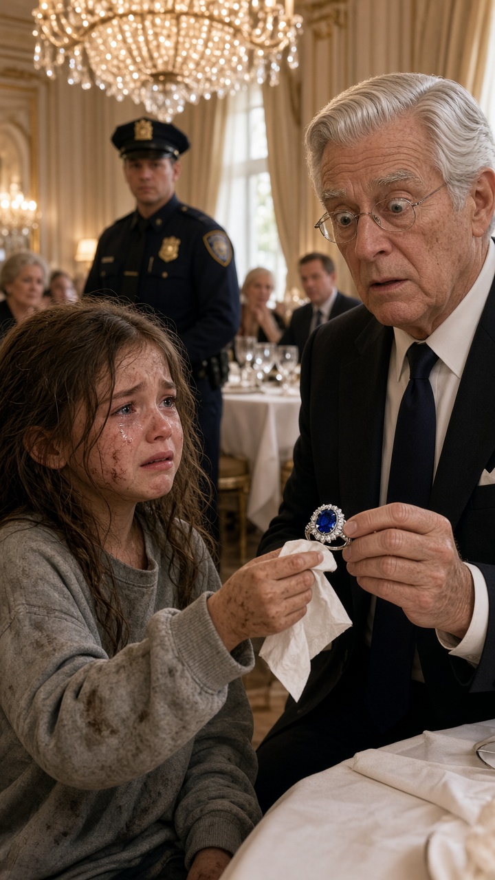 LA NIÑA POBRE ENTREGÓ UN ANILLO DE ZAFIRO AL MILLONARIO… Y CUANDO DIJO QUIÉN ERA SU MADRE, EL ANCIANO DEJÓ CAER LA COPA