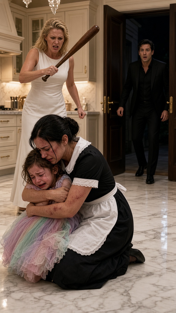 LA MADRASTRA GOLPEÓ A LA EMPLEADA POR PROTEGER A LA NIÑA… PERO CUANDO EL MILLONARIO ENTRÓ, SU HIJA SUSURRÓ: «NO ES LA PRIMERA VEZ»