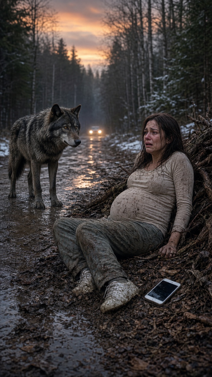 LA MUJER EMBARAZADA CREYÓ QUE EL LOBO IBA A ATACAR… PERO ENTONCES SONÓ EL TELÉFONO DE SU MARIDO «MUERTO»
