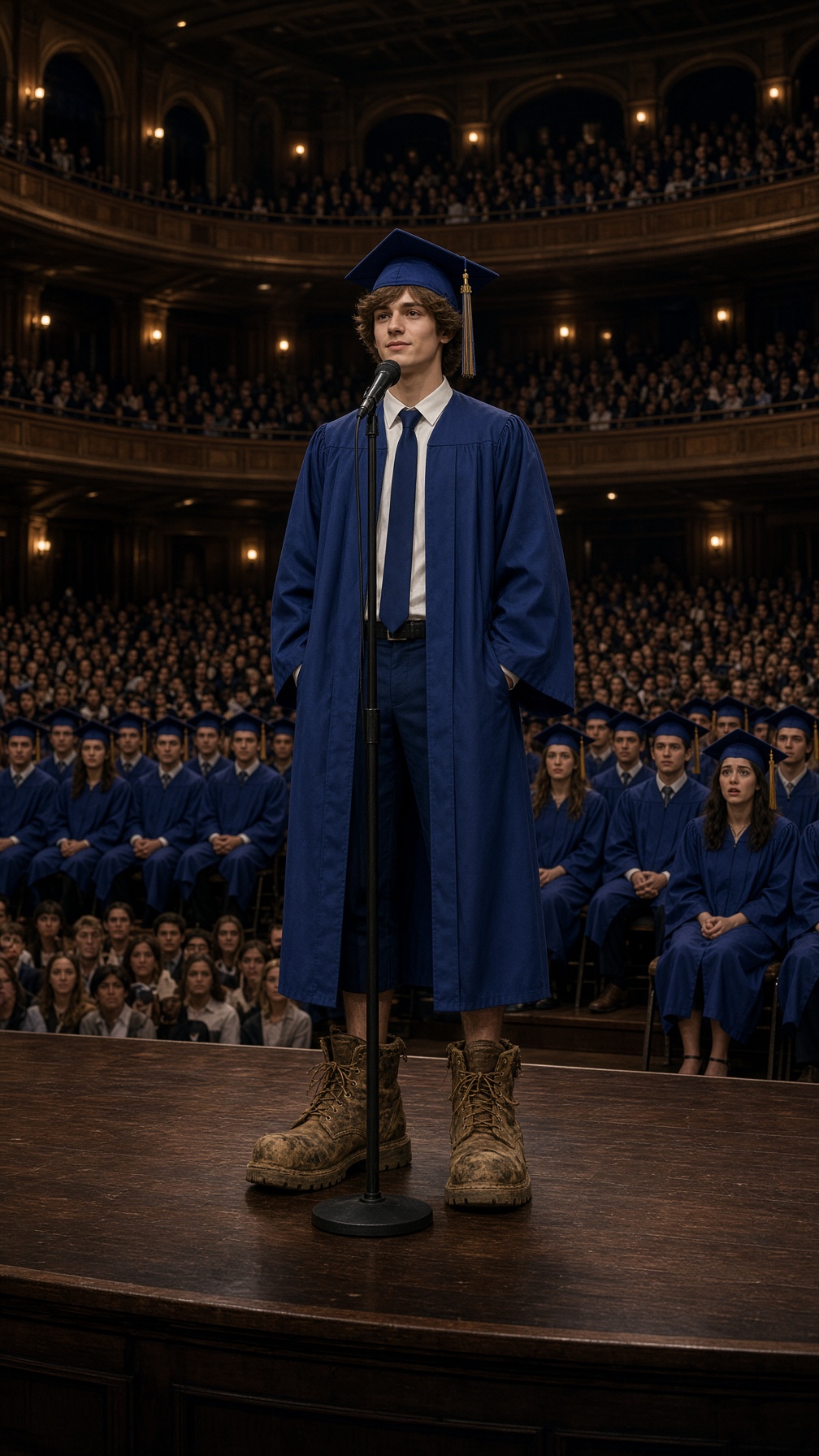SE RIERON DE SUS VIEJAS BOTAS EN LA GRADUACIÓN… HASTA QUE EL JOVEN DIJO «ERAN DE MI PADRE»