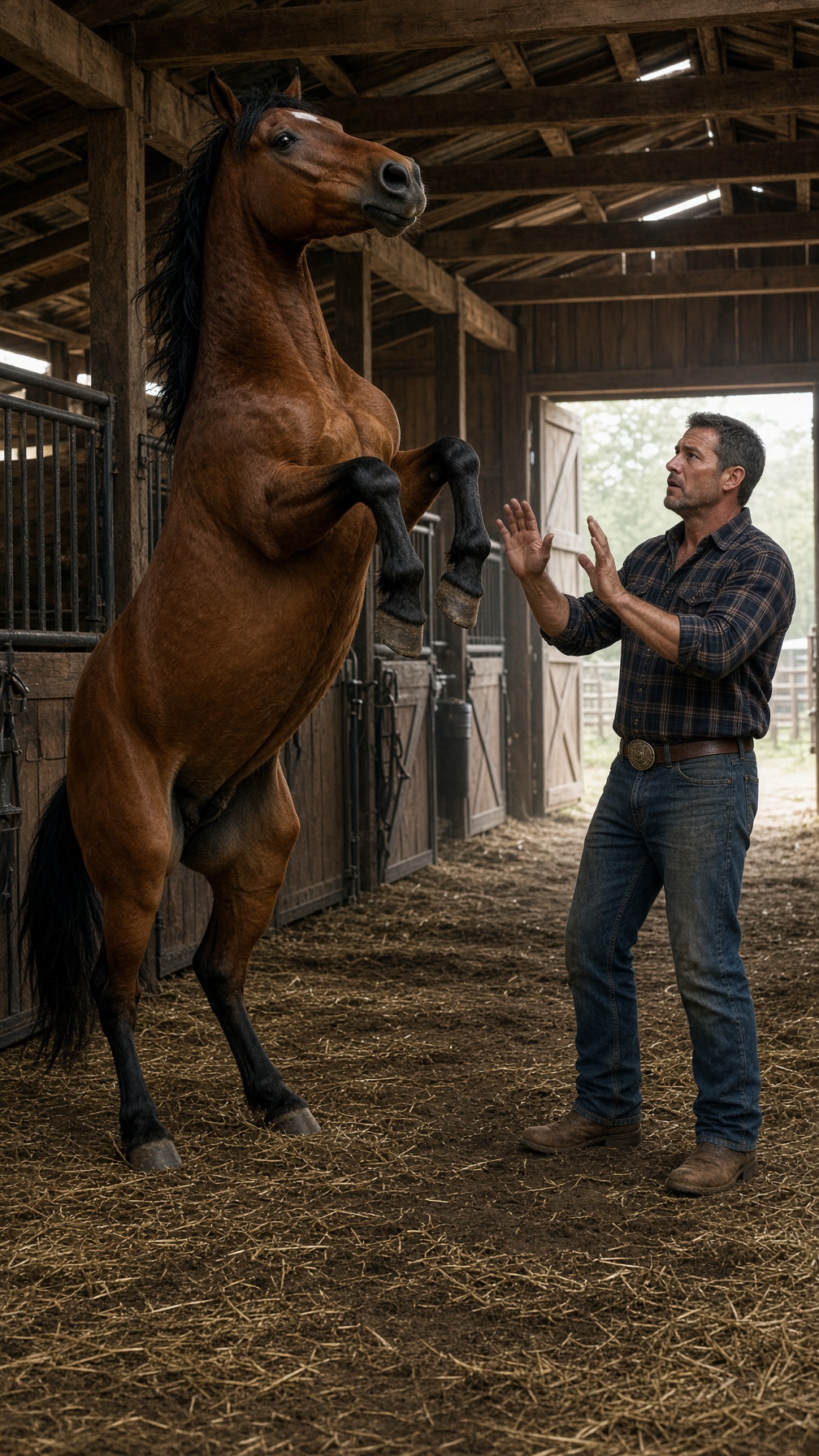 EL CABALLO SE ENCABRITÓ COMO SI QUISIERA ATACAR A SU DUEÑO… PERO CUANDO MIGUEL MIRÓ DETRÁS DE ÉL, SUSURRÓ «DIOS MÍO… NO PUEDE SER»