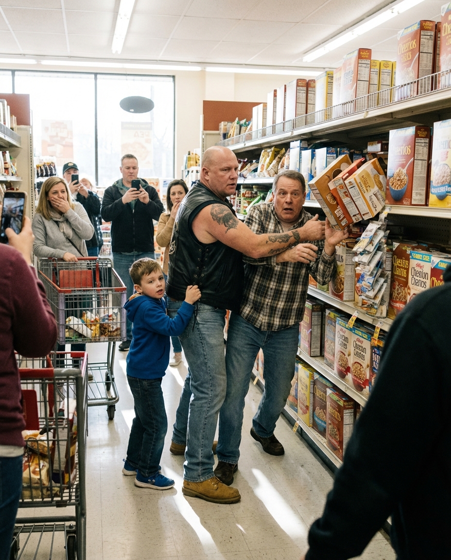 The Boy Who Pulled a Biker’s Sleeve in a Crowded Store — And the Moment Everyone Got It Wrong