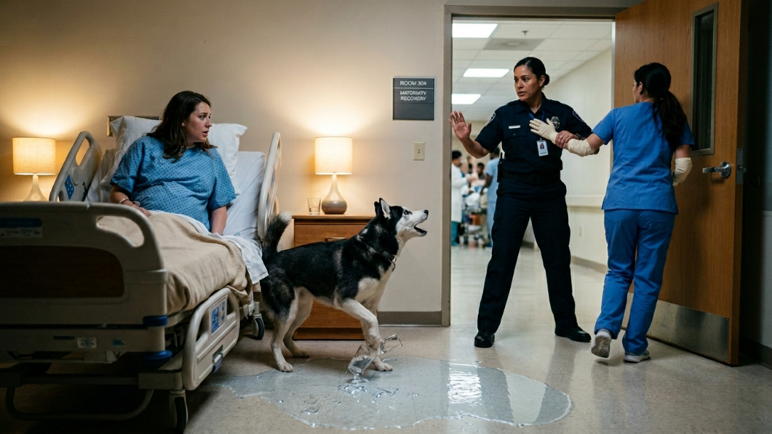 “My Husky Knocked Over My Hospital Water… What He Smelled On The Nurse’s Gloves Saved My Baby’s Life.”