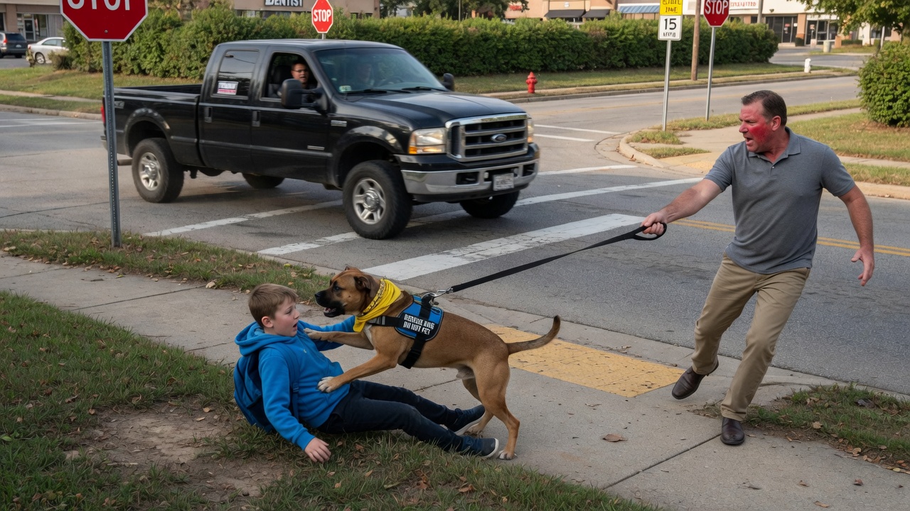 “My Rescue Dog Violently Shoved My 8-Year-Old Son… Then I Saw The Black Pickup Truck.”