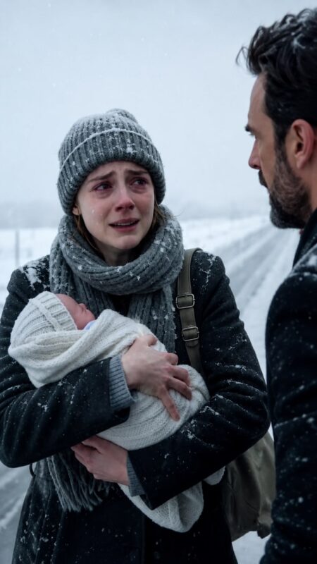 She Carried Her Newborn Through a Blizzard After Being Told She Had Lost Everything — Until Her Father-in-Law Stopped Beside the Road and Learned the Truth