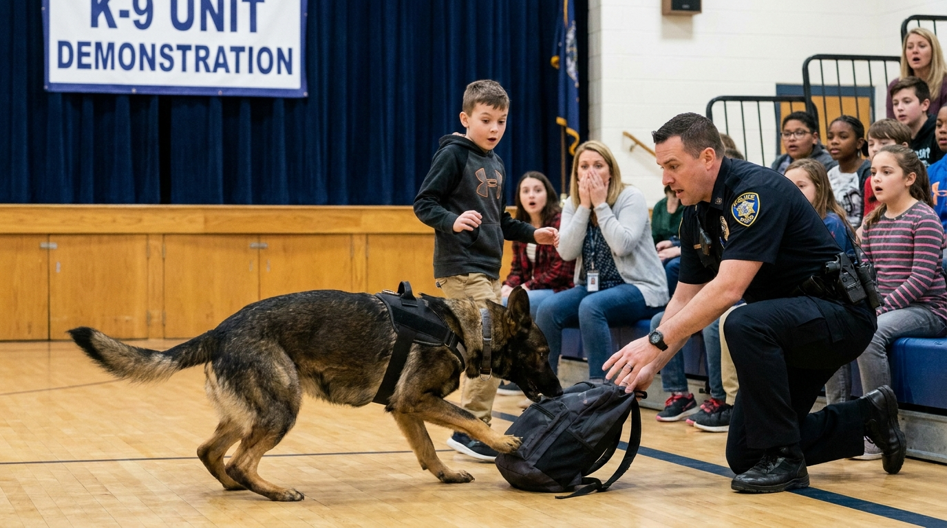 “My Police K9 Lunged At A 7-Year-Old Boy During Career Day. The Mothers Screamed In Absolute Horror—Until I Looked Inside His Little Backpack And Realized What A Stranger Had Secretly Hidden Inside.”