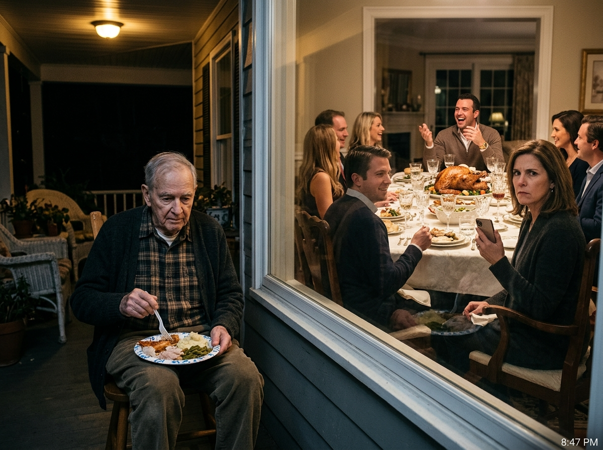 “Eat outside.” My rich son-in-law banished my 81-year-old dad on Thanksgiving… so my 8:47 PM phone call destroyed his entire tech empire.