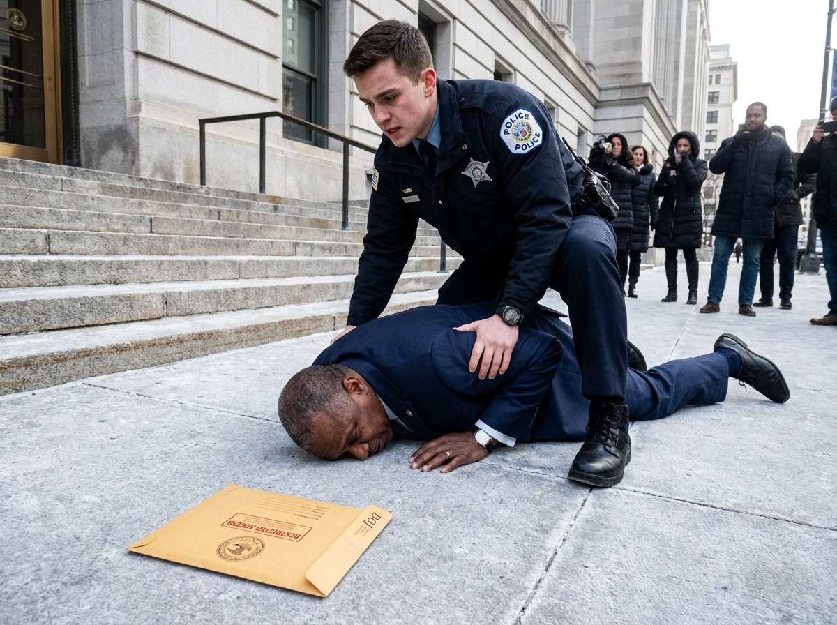 A Rookie Cop Body-Slammed A Quiet Veteran Outside The Courthouse, Ignoring The Sealed Envelope Clutched In His Hand