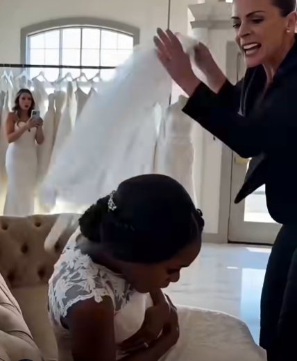 PART 2: The bridal shop manager grabbed the back of the pregnant woman’s lace collar and yanked hard enough to rip the seam.