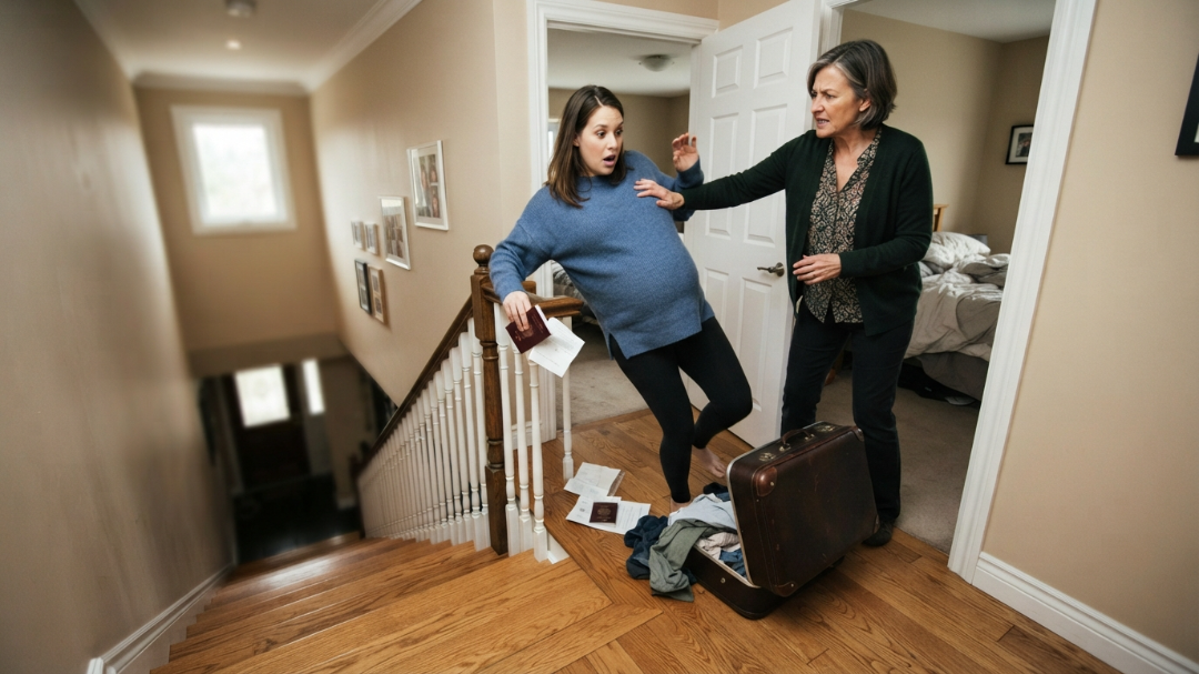 When my mother-in-law violently pushed my pregnant body down the stairs for my passport, she never realized I wanted her to do it.