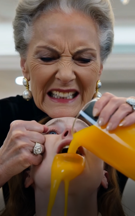"Ava's trembling hands gripped the arms of her wheelchair as Margaret pressed the glass of orange juice against her lips.
