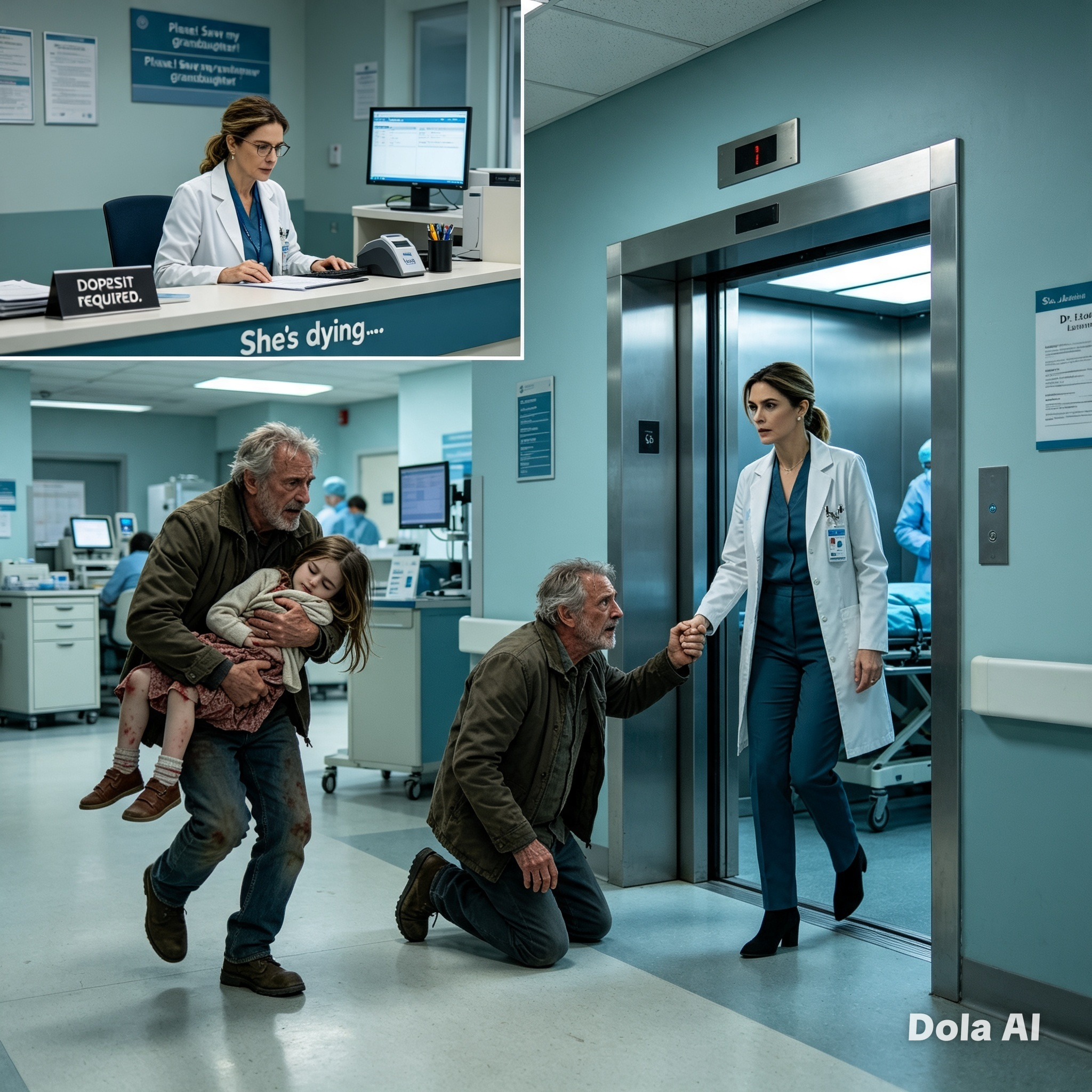 “Please… save my granddaughter!” my father begged, his voice trembling through the hospital lobby as he held a feverish girl. After twenty years of silence, the man who had abandoned me stood there like a stranger, desperate for the help only I could provide as the Chief of Surgery. My blood ran entirely cold as I looked from his weathered face to the child, wrestling with a lifetime of resentment until he grabbed my hand and whispered the chilling truth.