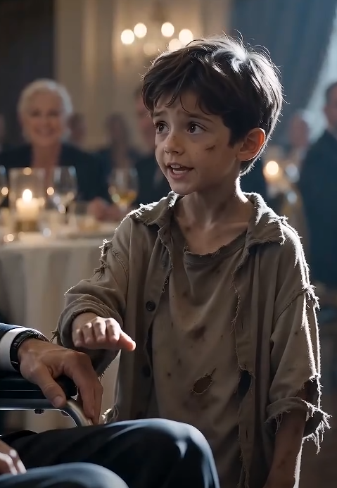 A dirty little boy walked into a luxury restaurant and approached a billionaire sitting in a wheelchair.