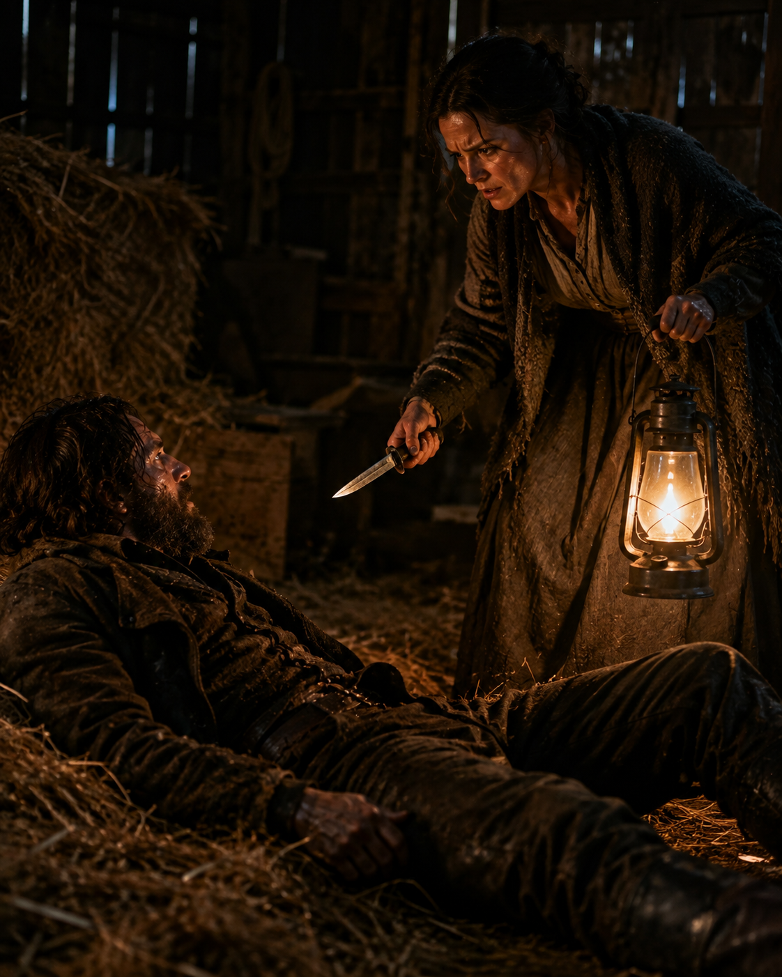 He hadn't spoken to another human being in 8 months. He hadn't washed in three. When she opened the farmhouse door, lantern light spilling over his filthy frozen boots, he expected the crack of a Winchester