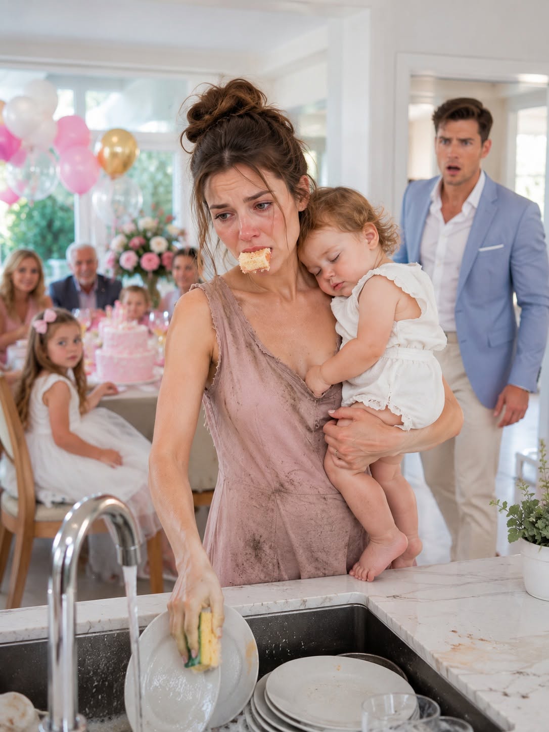 I sent my mother $3,000 every month to care for my sick wife and newborn—only to come home early and find her throwing a lavish party with my money, while Amy scrubbed dishes and my feverish son lay helpless in her arms.