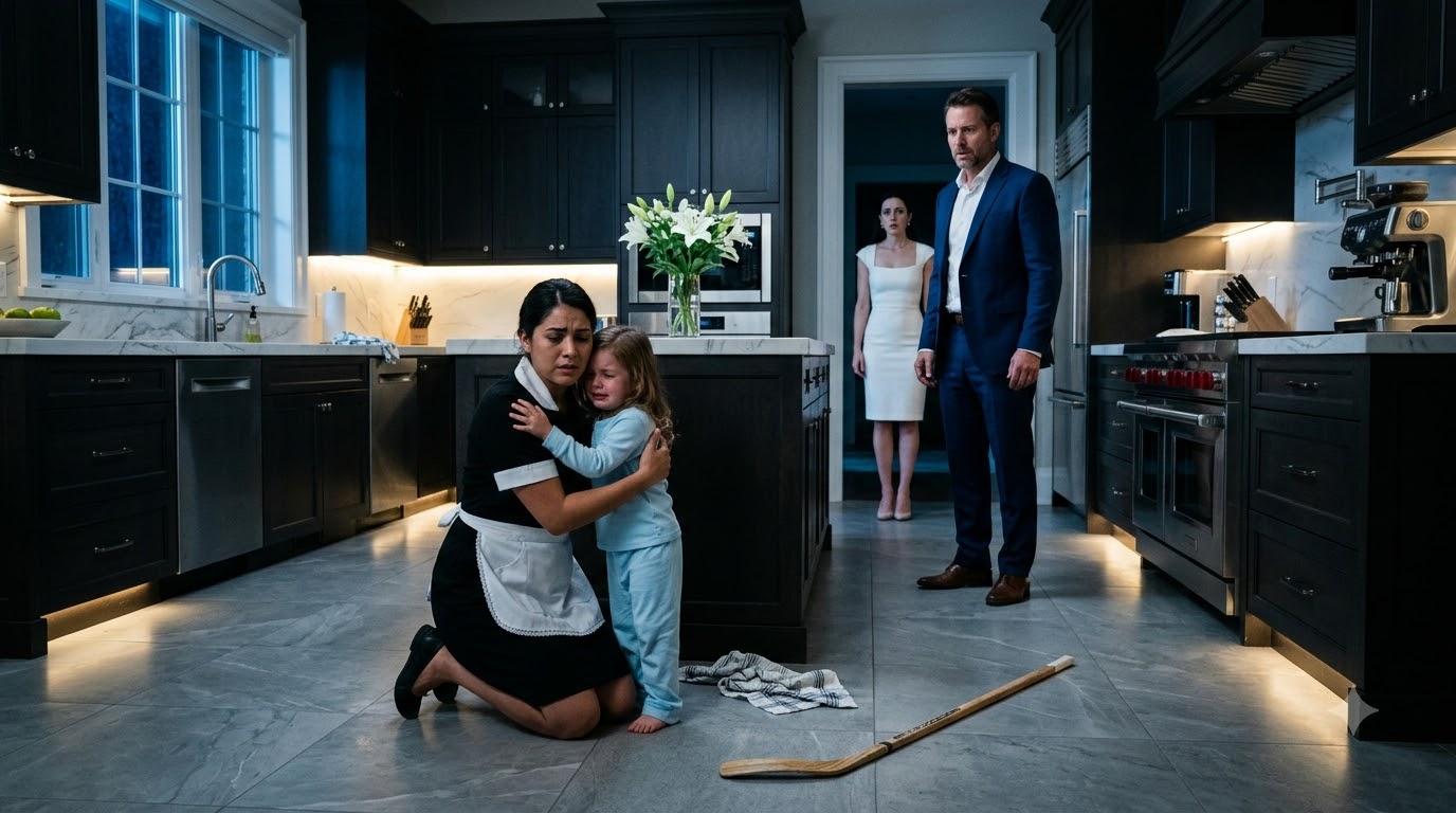 "The Maid Shielded Her Little Girl From His Fiancée’s Blow—Then the Child Looked at the Millionaire and Whispered, “Daddy…”