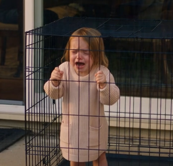 A little girl was found locked outside, barefoot and crying for her mother.