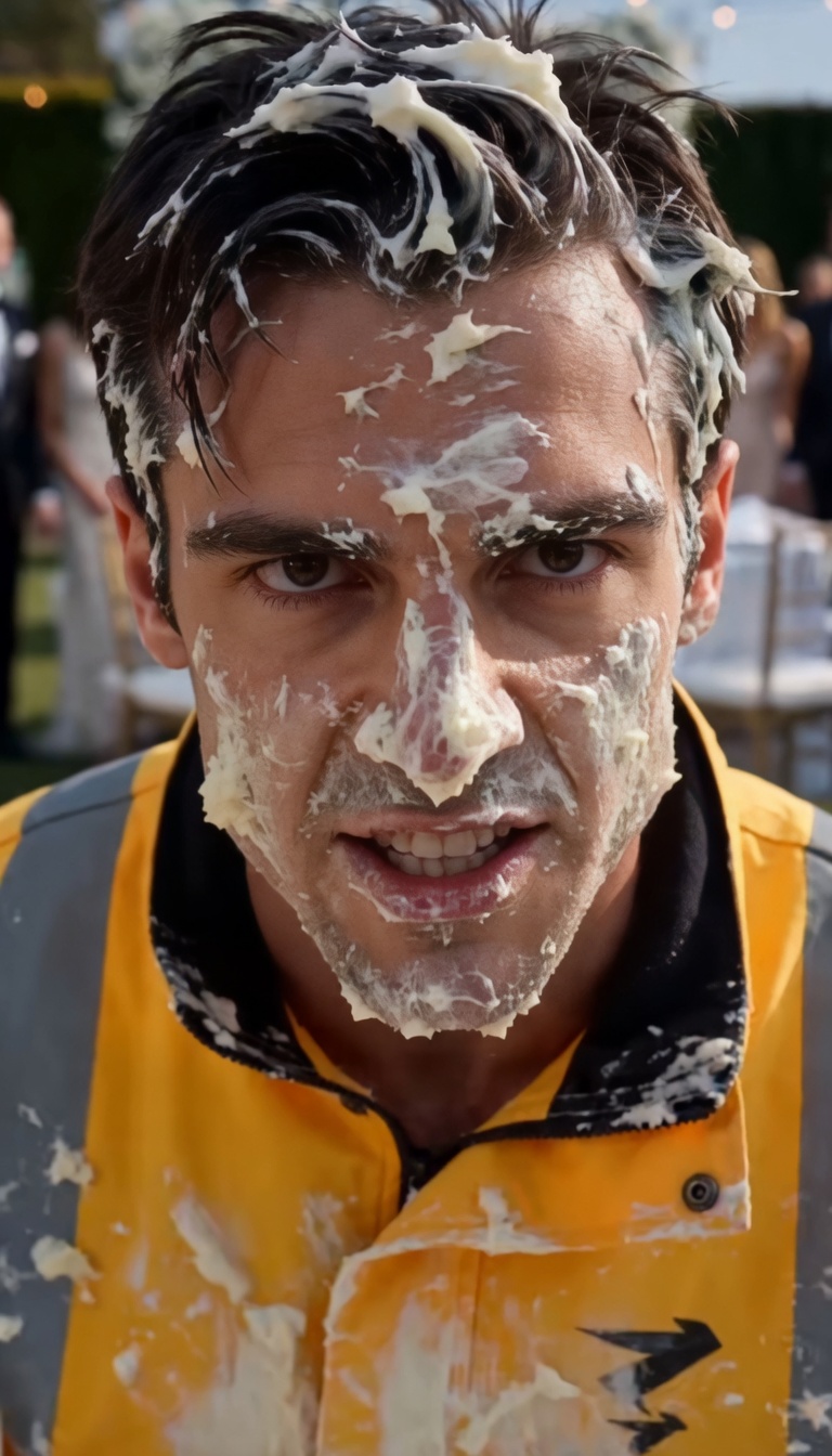 SMASHED INTO THE WEDDING CAKE BY THE GROOM, UNTIL THE BRIDE SCREAMED "BROTHER!"