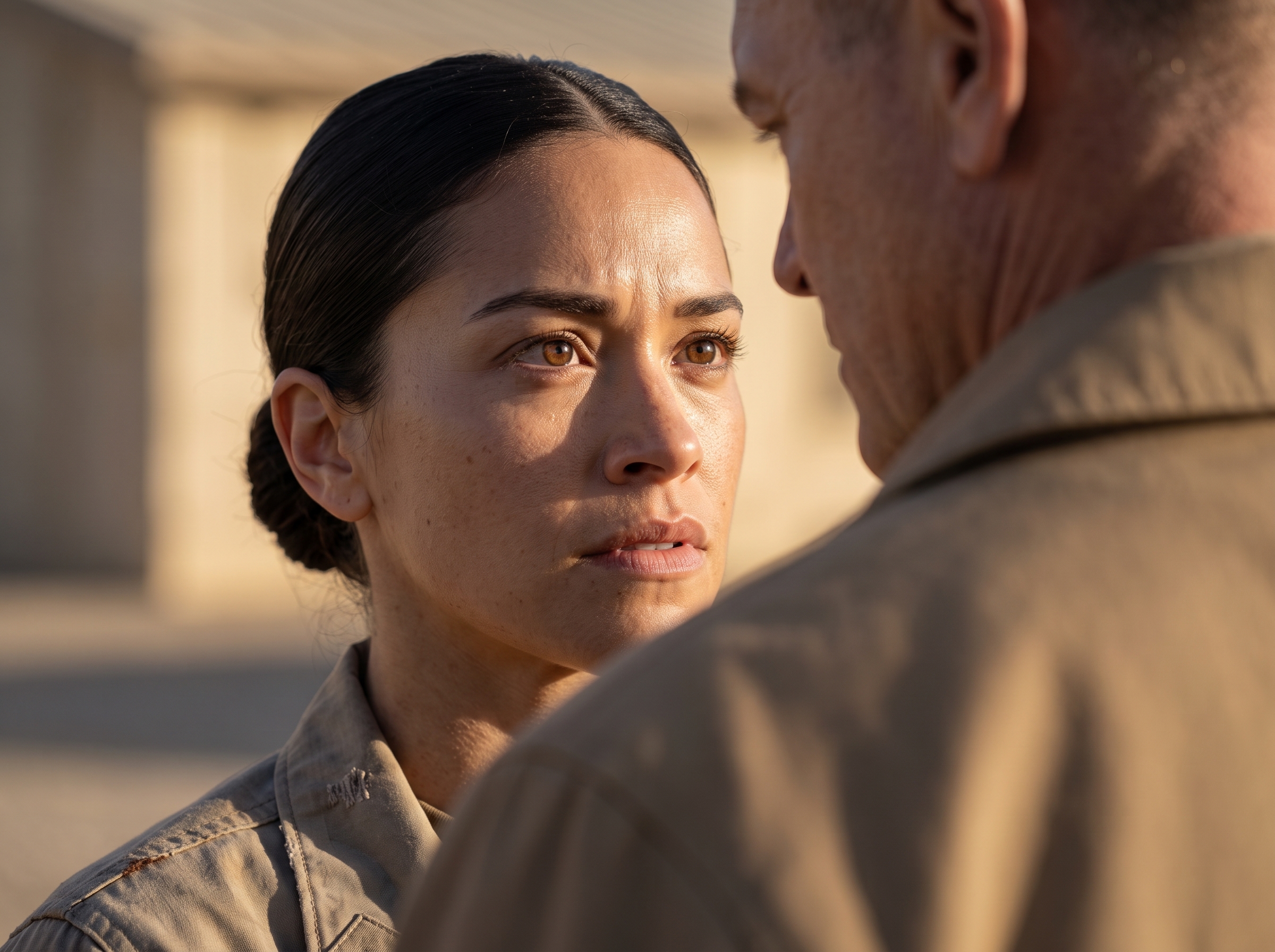The sergeant made her kneel in the dirt before he learned she had come to arrest him.
