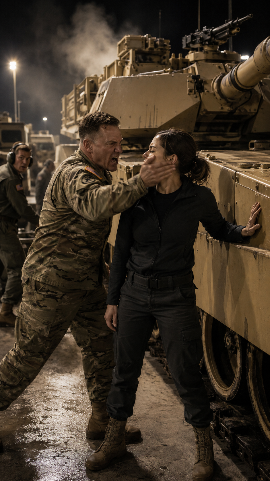 He slapped her for touching the tank… then the engine suddenly died.